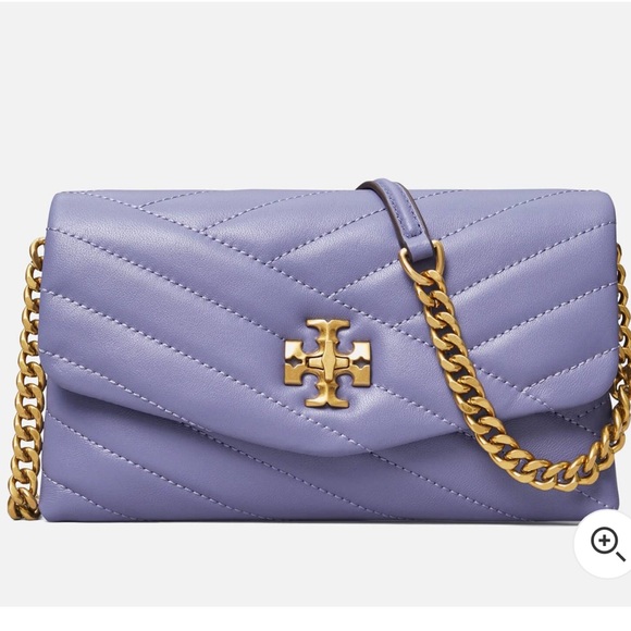 🌺Host Pick 🌺 Tory Burch Kira Chevron Chain Wallet- Dark Lotus - Picture 3 of 8